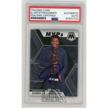 Giannis Antetokounmpo 2019-20 Panini Mosaic Autographed Card #297 - PSA/DNA