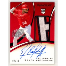 Randy Arozarena 2020 Panini Immaculate Autograph Rookie Patch Card #113 07/10