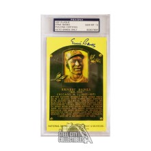 Ernie Banks Autographed HOF Plaque Postcard - PSA/DNA Gem MT 10