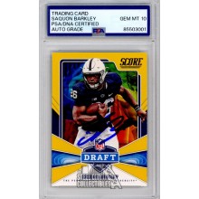 Saquon Barkley 2018 Panini Score Draft Yellow Auto Rookie Card #6 PSA/DNA 10