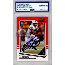 Saquon Barkley 2018 Panini Score Red Autograph Rookie Card #359 PSA/DNA 10
