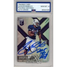 Saquon Barkley 2018 Panini Elite Draft Picks Variations Rookie Autograph 2018 NFL ROY Card #105 PSA/DNA 10