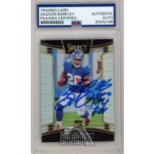 Saquon Barkley 2018 Select Silver 2018 NFL ROY Auto Rookie Card #17 PSA/DNA