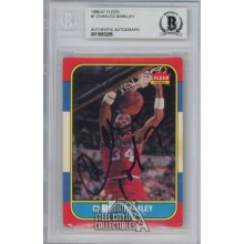 Charles Barkley 1986-87 Fleer Autograph Rookie Card #7 BAS Authentic