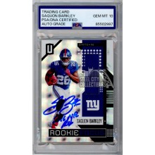 Saquon Barkley 2018 Unparalleled 18 NFL ROY Auto Jersey RC Card #RFSB PSA/DNA 10