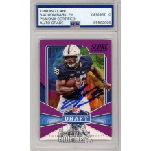 Saquon Barkley 2018 Panini Score Draft Purple Auto Rookie Card #6 PSA/DNA 10