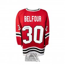 Ed Belfour Autographed Chicago Custom Red Hockey Jersey - JSA COA
