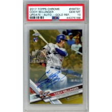 Cody Bellinger 2017 Topps Chrome Update Gold Refractor Autograph Rookie Card #HMT81 30/50 PSA 10