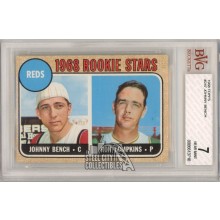 Johnny Bench/Ron Tompkins 1968 Topps Rookie Card #247 BVG 7 Near Mint