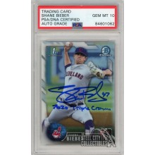 Shane Bieber 2016 Bowman Chrome Refractor Autograph Triple Crown Card #BDC-68 PSA/DNA 10