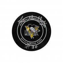 Les Binkley Autographed Pittsburgh Penguins Official Game Puck - BAS