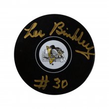 Les Binkley Autographed Pittsburgh Penguins Hockey Puck - BAS (Gold Ink)