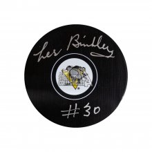 Les Binkley Autographed Pittsburgh Penguins Hockey Puck - BAS (Silver Ink)