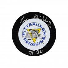 Les Binkley Autographed Pittsburgh Penguins Vintage Hockey Puck - BAS