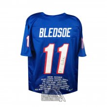 Drew Bledsoe Stats Autographed New England Custom Football Jersey - BAS COA