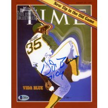 Vida Blue "71 CY" Autographed Time Magazine Cover 8x10 Photo - BAS COA