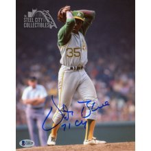 Vida Blue 71 CY Autographed Oakland Athletics 8x10 Photo (Gray Jersey) - BAS COA