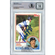 Wade Boggs 1983 Topps Autograph Rookie Card RC #498 BAS 10