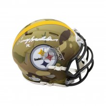 Terry Bradshaw Autographed Pittsburgh Steelers Camo Mini Football Helmet - BAS COA