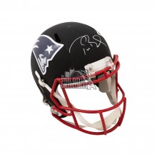 Tom Brady Autographed Patriots Flat Black Replica Full-Size Football Helmet - Fanatics LOA