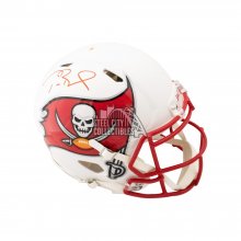Tom Brady Autographed Buccaneers Flat White Authentic Full-Size Football Helmet - Fanatics LOA