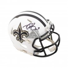 Drew Brees Autographed New Orleans Saints Flat White Mini Football Helmet - BAS COA