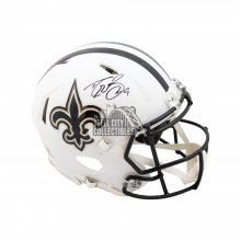 Drew Brees Autographed New Orleans Saints Flat White Authentic Full-Size Football Helmet - BAS COA
