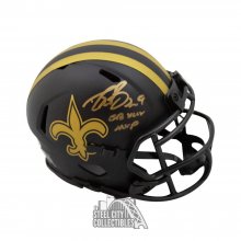 Drew Brees SB XLIV MVP Autographed Saints Eclipse Mini Football Helmet - BAS COA