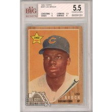 Lou Brock 1962 Topps Rookie Card #387 BVG 5.5 Excellent+