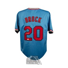 Lou Brock Autographed St Louis Custom Blue Baseball Jersey - JSA
