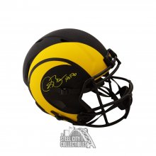 Isaac Bruce HOF 20 Autographed Rams Eclipse Replica Full-Size Football Helmet - BAS COA (Yellow Ink)
