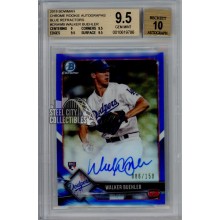 Walker buehler 2018 Bowman Chrome Blue Autograph Rookie Card 086/150 BGS 9.5