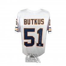 Dick Butkus HOF 79 Autographed Chicago White Custom Football Jersey - JSA COA