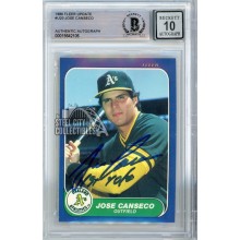 Jose Canseco 1986 Fleer Update "1st 40/40" Autograph Rookie Card RC #U20 BAS 10