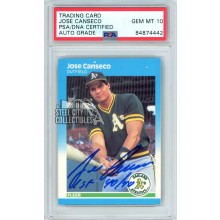 Jose Canseco 1987 Fleer "1st 40/40" Autograph Card #389 PSA/DNA 10