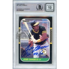 Jose Canseco 1987 Donruss "1st 40/40"Autograph Card #97 BAS 10