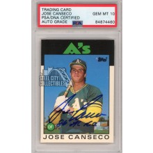 Jose Canseco 1986 Topps Traded "86 AL ROY" Autograph Rookie Card #20T PSA/DNA 10