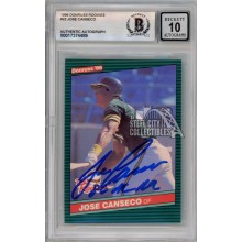 Jose Canseco 1986 Donruss The Rookies Autograph "86 AL ROY" Card #22 BAS 10