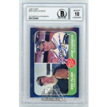 Jose Canseco 86 AL ROY 1986 Fleer Autographed Rookie Card #649 - BAS 10