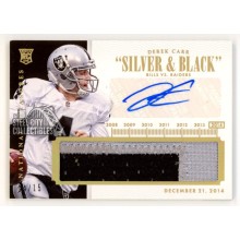 Derek Carr 2014 Panini National Treasures Autograph Rookie Patch Card #TNM-DC 14/15