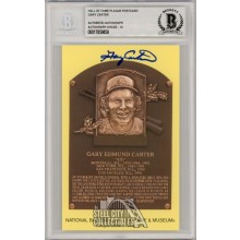 Gary Carter Autographed Hall of Fame Plaque Postcard - BAS 10
