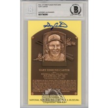 Gary Carter Autographed Hall of Fame Plaque Postcard - BAS
