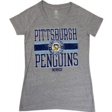 Pittsburgh Penguins CCM NHL Women's Vintage Gray Heathered V-Neck T-Shirt