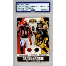 Troy Polamalu/Chad Ocho Cinco 2010 Gridiron Gear Crash Course Silver Autograph Card #6 PSA/DNA 10