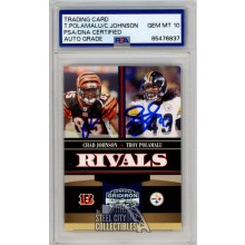 Chad Johnson/Troy Polamalu 2006 Donruss Gridiron Gear Rivals Silver Autograph Card #R-15 /250 PSA/DNA 10