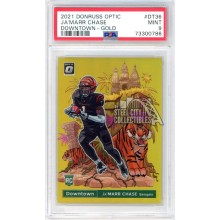 Ja'Marr Chase 2021 Panini Donruss Optic Gold Downtown Rookie Card #DT-36 01/10 PSA 9 Mint