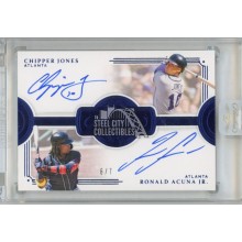 Chipper Jones/Ronald Acuna 2021 Panini Flawless Autograph Card #DS-CR 6/7