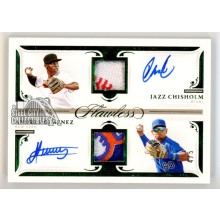Jazz Chisholm/Andres Gimenez 2021 Panini Flawless Emerald Autograph Patch Card 4/5