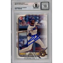 Jackson Chourio 2022 Bowman Draft Autograph Card #BD-115 BAS 10