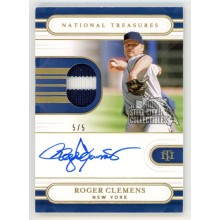 Roger Clemens 2021 Panini National Treasures Autograph Patch Card #TMS-RC 5/5